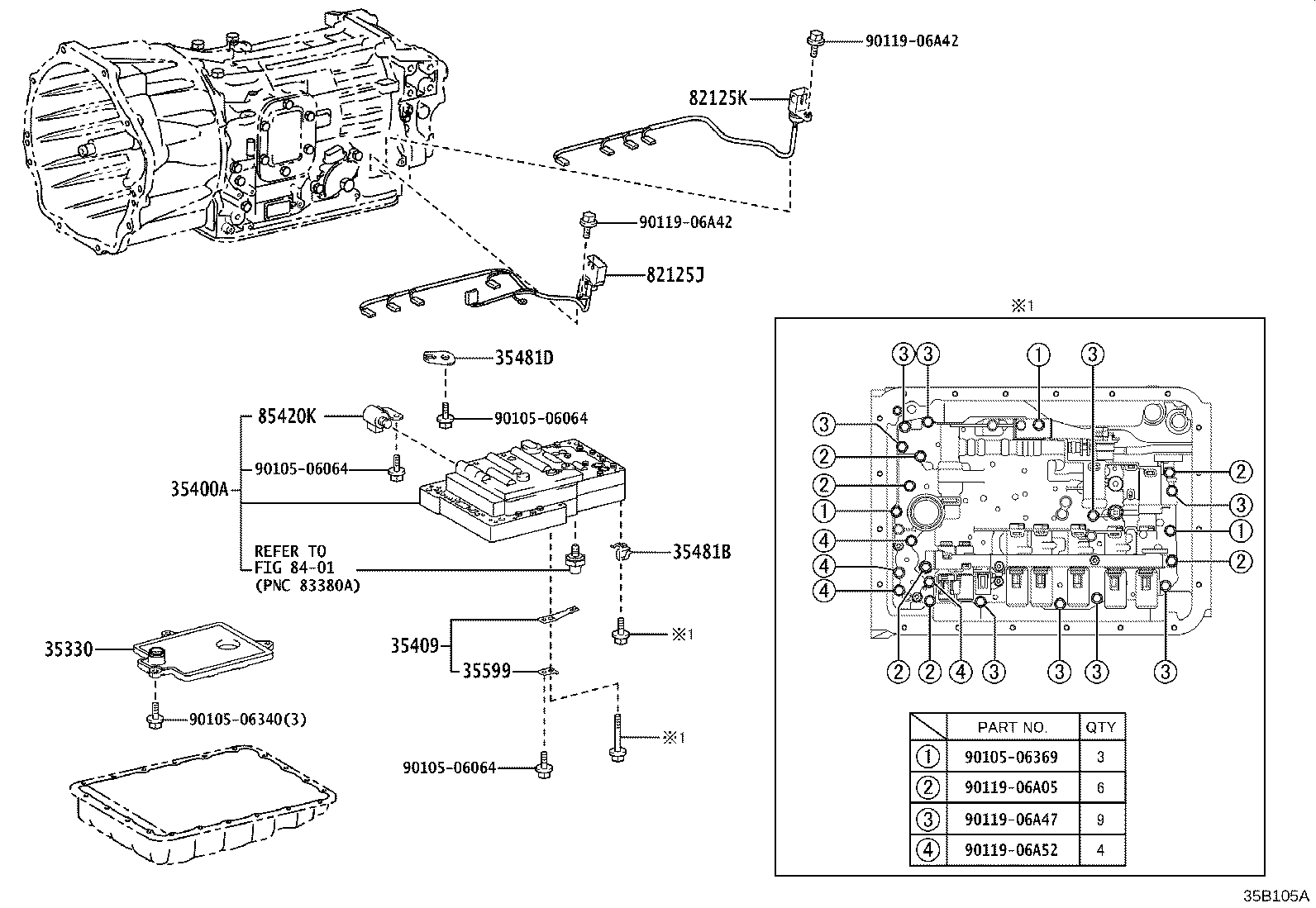 35481-37020 CLAMP, VALVE BODY WIRE HARNESS product image