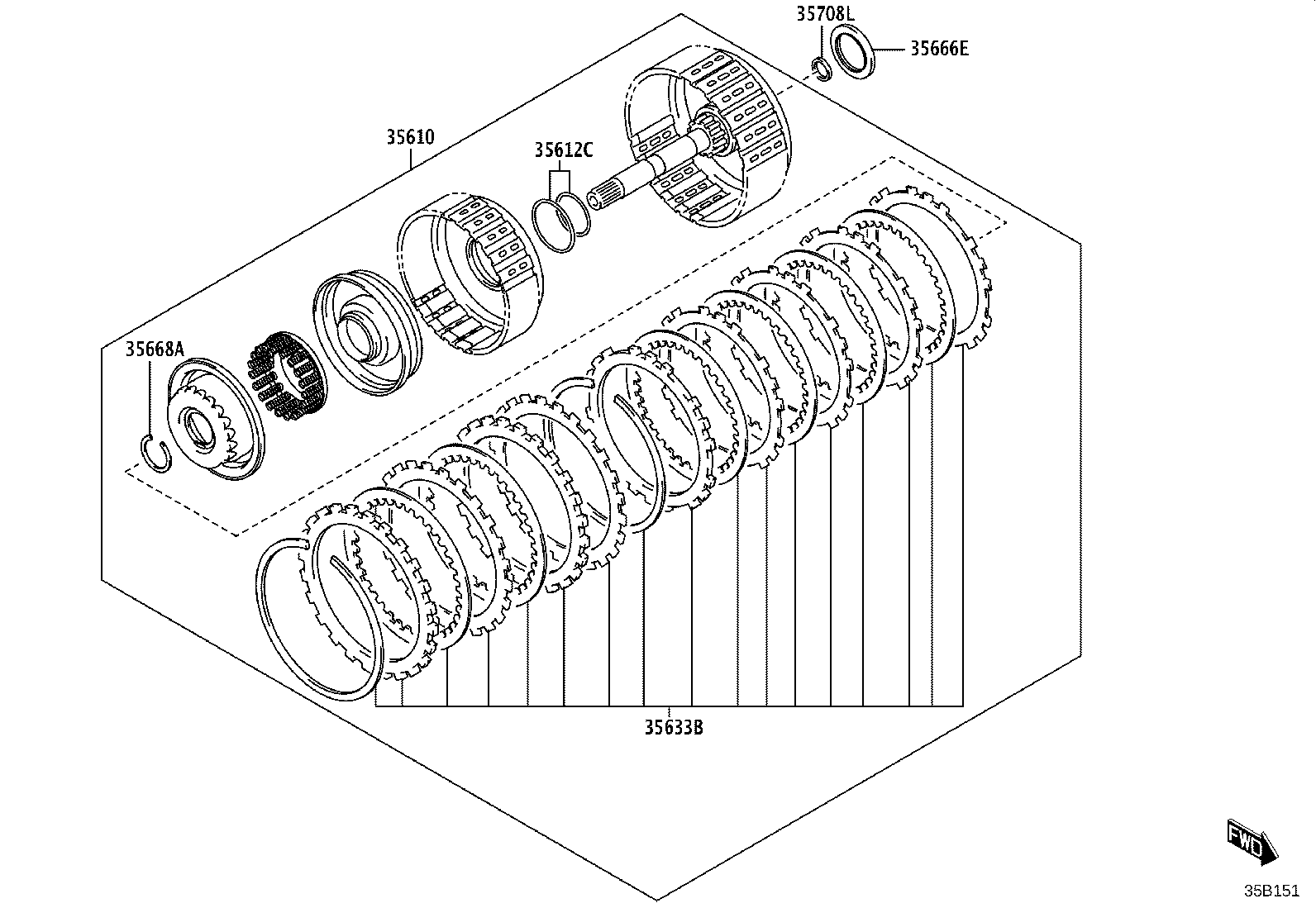 35650-WC002 CLUTCH ASSY, REAR MULTIPLE DISC product image