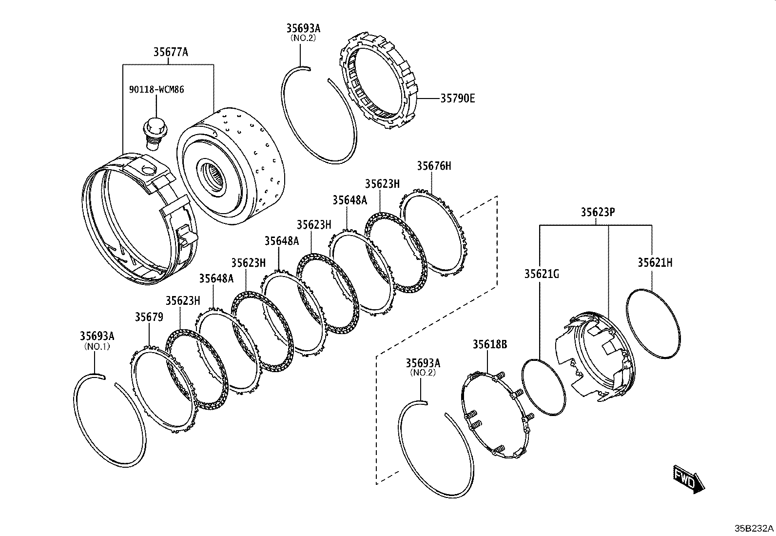 35069-WC001 PISTON, 1ST & REVERSE BRAKE, NO.2 product image