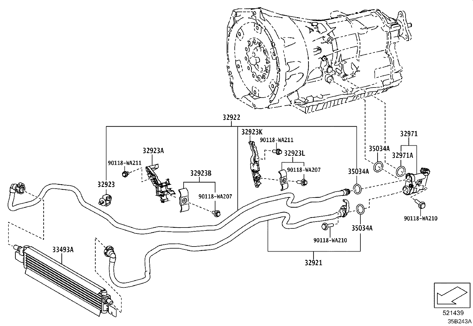 Toyota 32924-WAA03 CLAMP, AUTOMATIC TRANSMISSION OIL COOLER TUBE