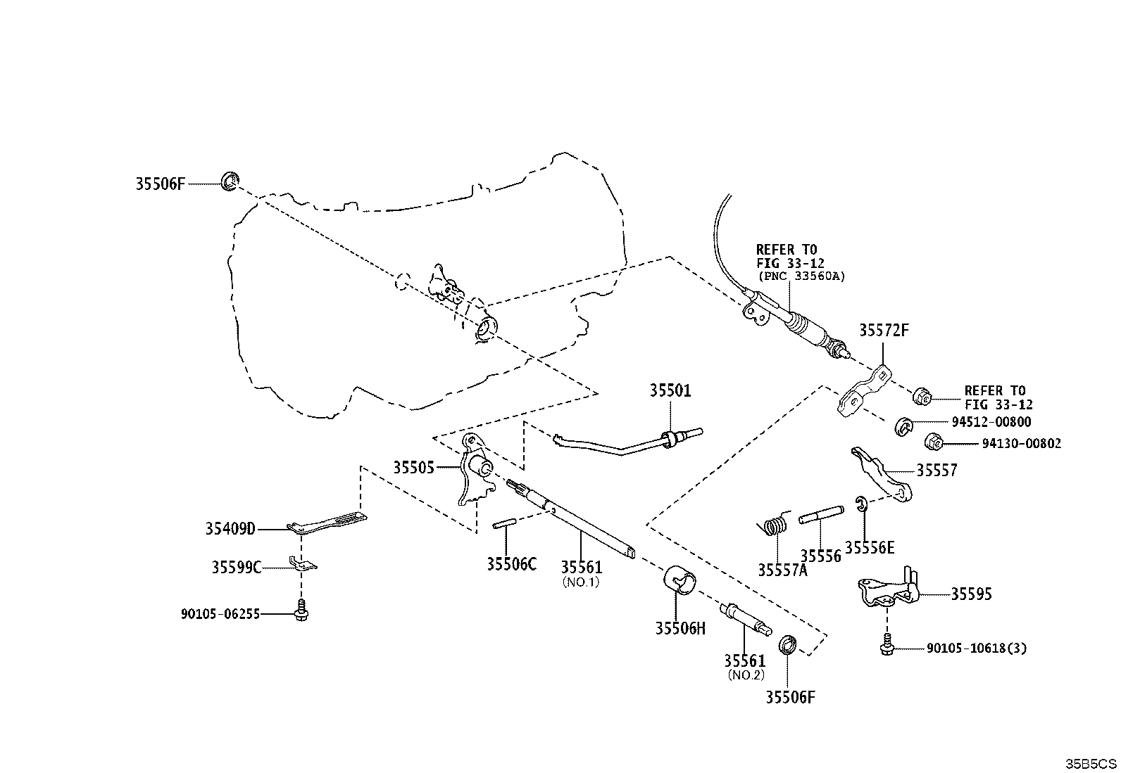 35561-60070 SHAFT, MANUAL VALVE LEVER product image