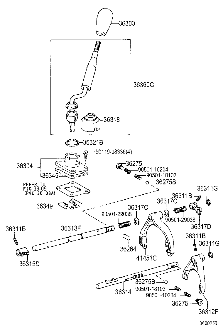 36304-60040 RETAINER SUB-ASSY, TRANSFER CONTROL SHIFT LEVER product image