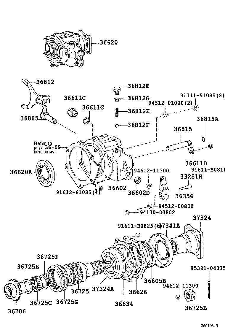 36612-60022 CASE SUB-ASSY, CENTER POWER TAKE-OFF product image