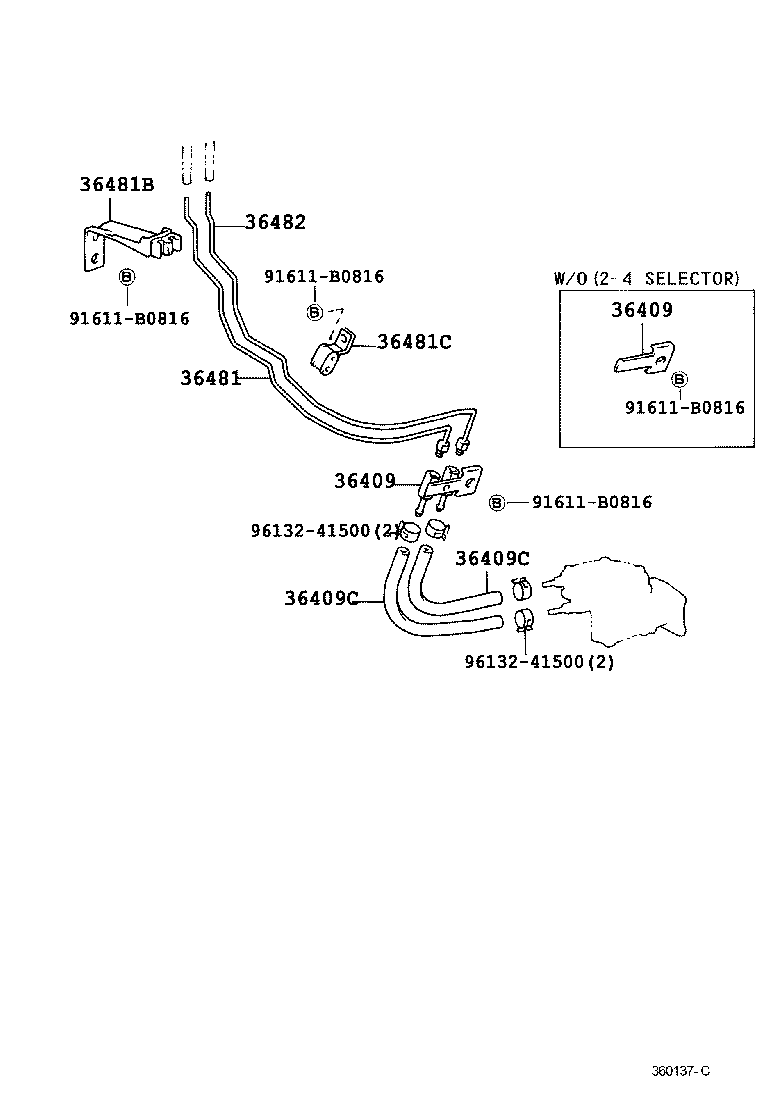 Toyota 36481-60070 TUBE, FRONT DRIVE VACUUM, NO.1