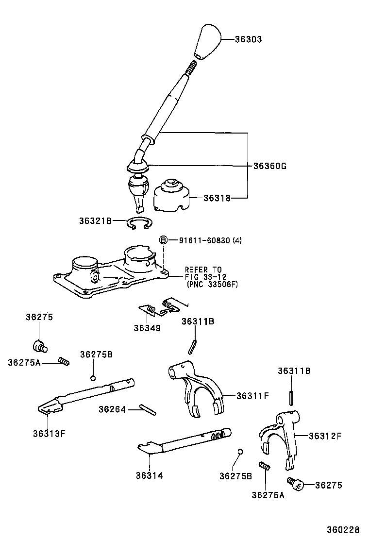 36360-35080 LEVER ASSY, TRANSFER HIGH & LOW SHIFT product image