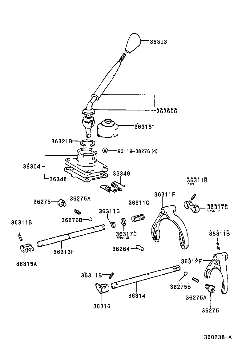36360-35071 LEVER ASSY, TRANSFER HIGH & LOW SHIFT product image