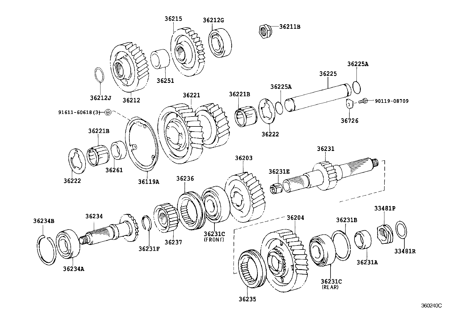 Toyota 36255-60010 SPACER, TRANSFER OUTPUT SHAFT, NO.1
