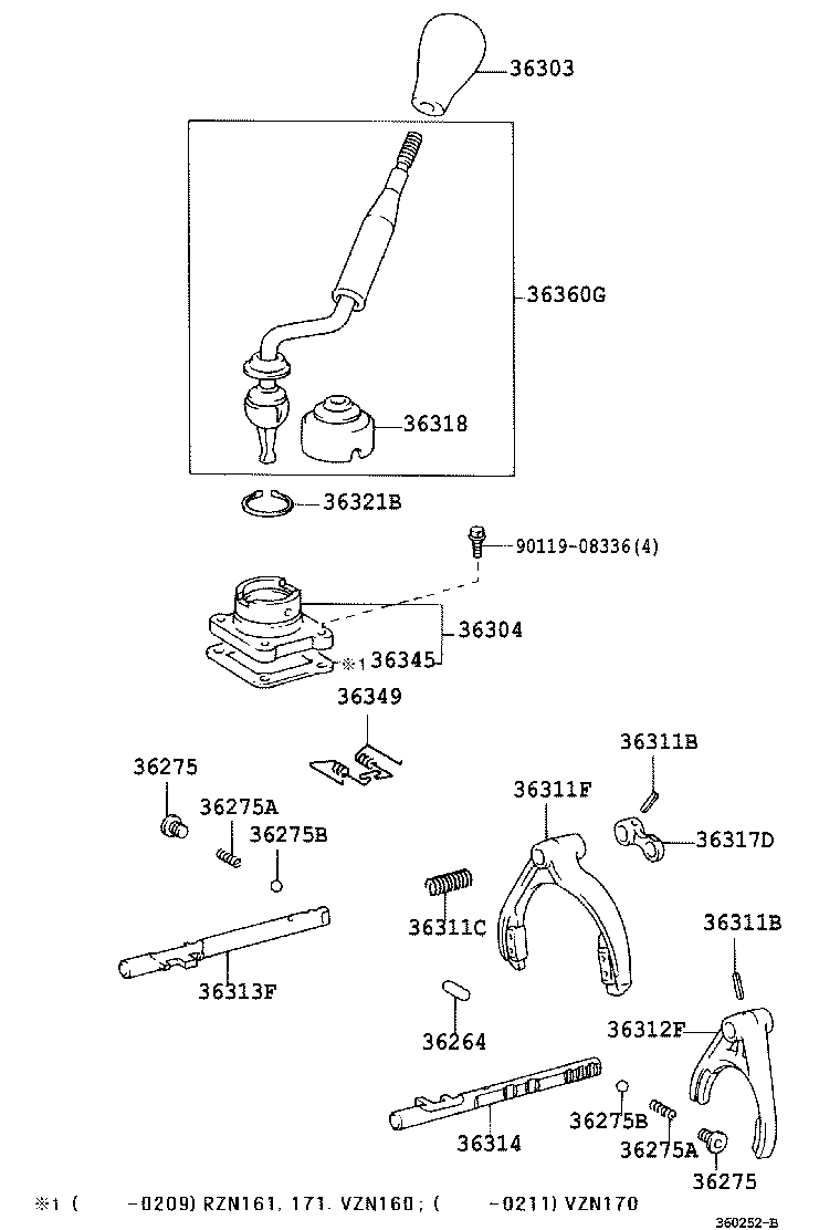 Toyota 36303-35150-B2 KNOB SUB-ASSY, SHIFT LEVER