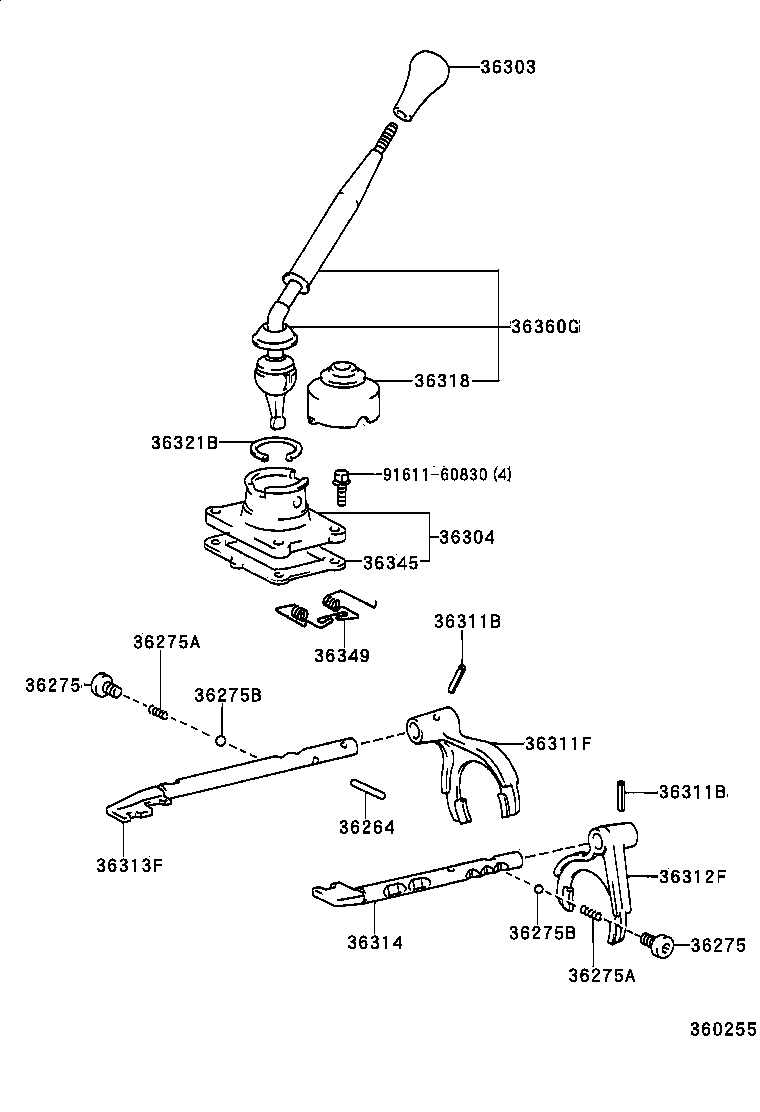 36360-35071 LEVER ASSY, TRANSFER HIGH & LOW SHIFT product image