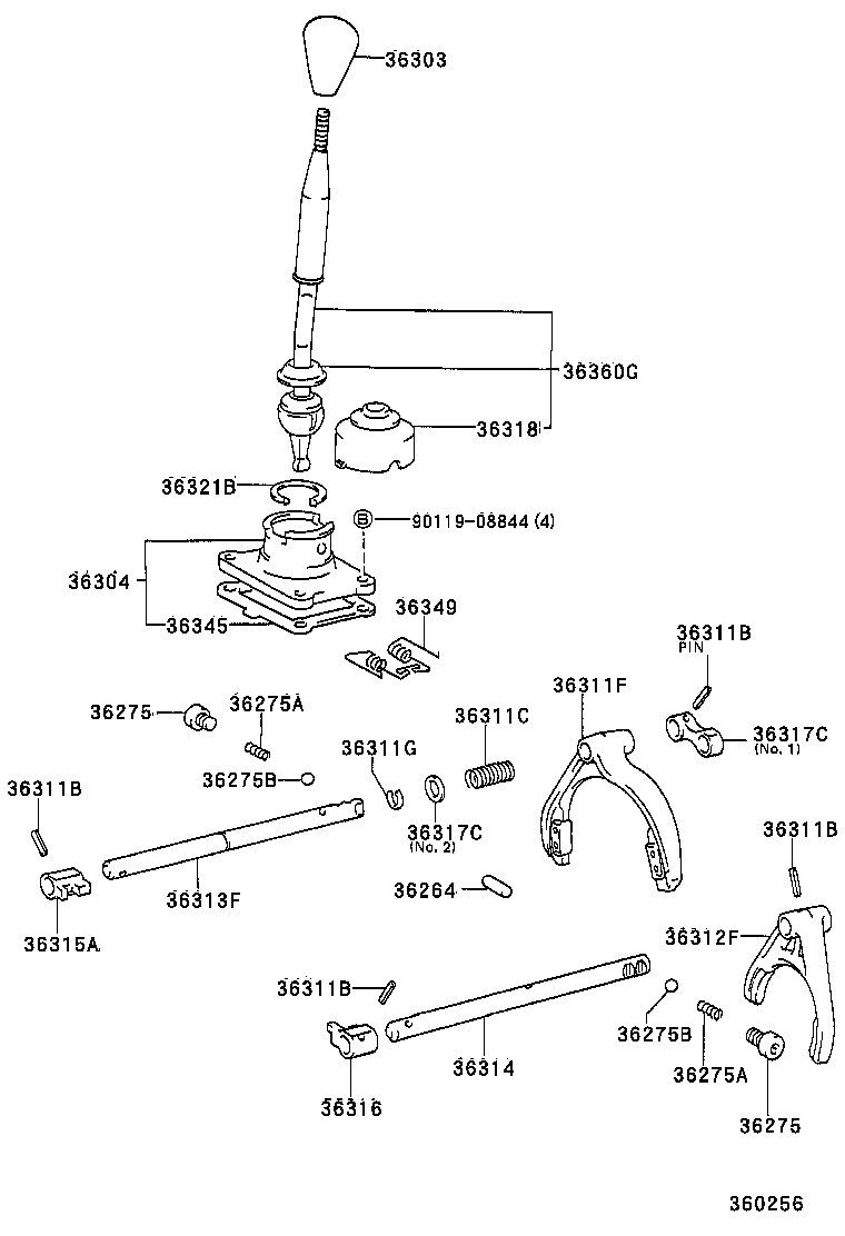 36360-35140 LEVER ASSY, TRANSFER HIGH & LOW SHIFT product image