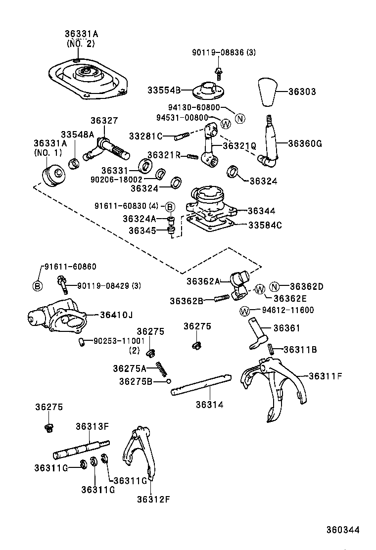 36360-60610 LEVER ASSY, TRANSFER HIGH & LOW SHIFT product image