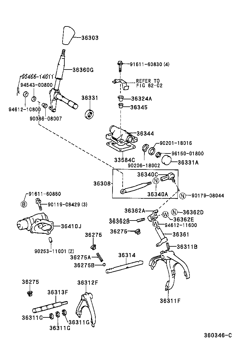 36360-60600 LEVER ASSY, TRANSFER HIGH & LOW SHIFT product image