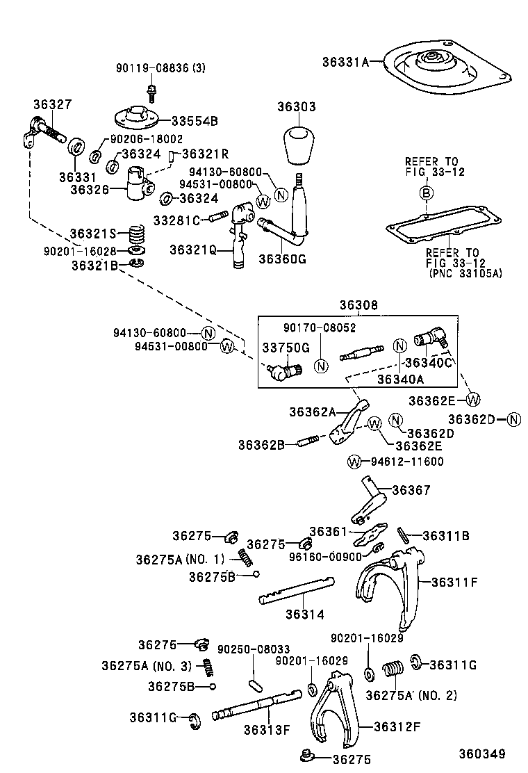 36360-60600 LEVER ASSY, TRANSFER HIGH & LOW SHIFT product image