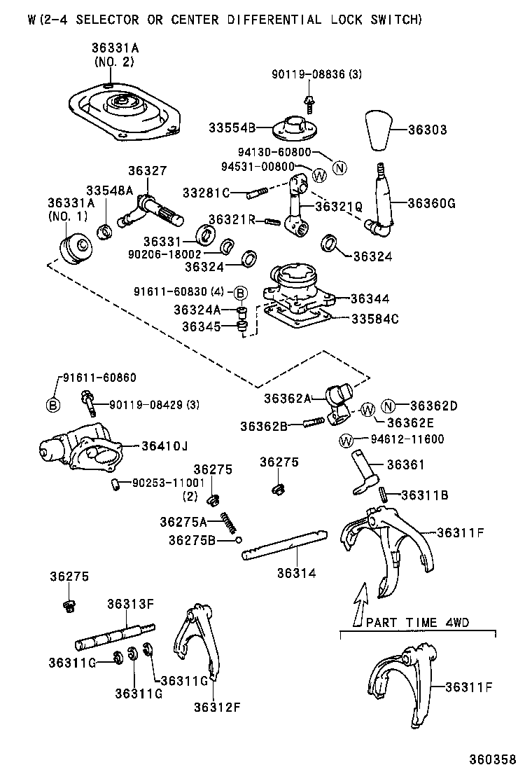 36360-60600 LEVER ASSY, TRANSFER HIGH & LOW SHIFT product image