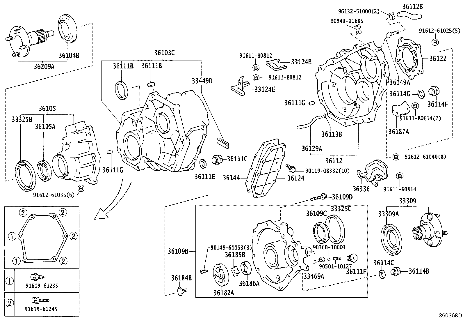 36109-60041 HOUSING SUB-ASSY, TRANSFER EXTENSION, REAR product image