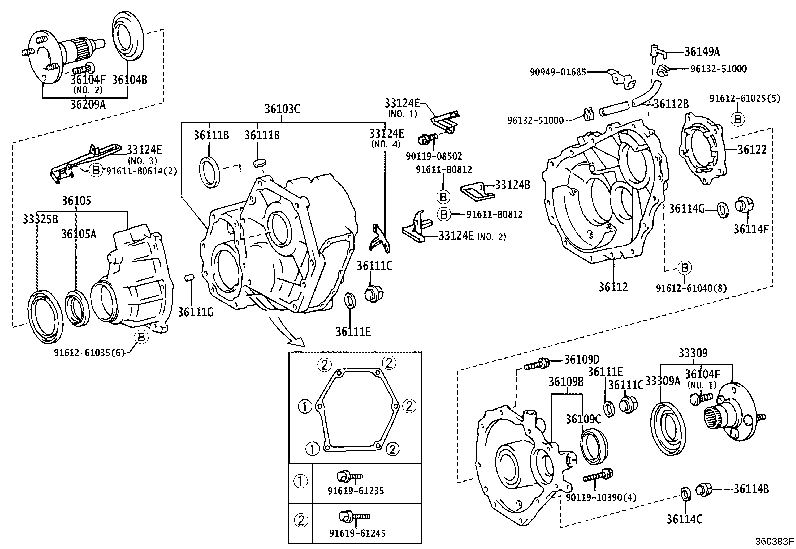 36109-60041 HOUSING SUB-ASSY, TRANSFER EXTENSION, REAR product image
