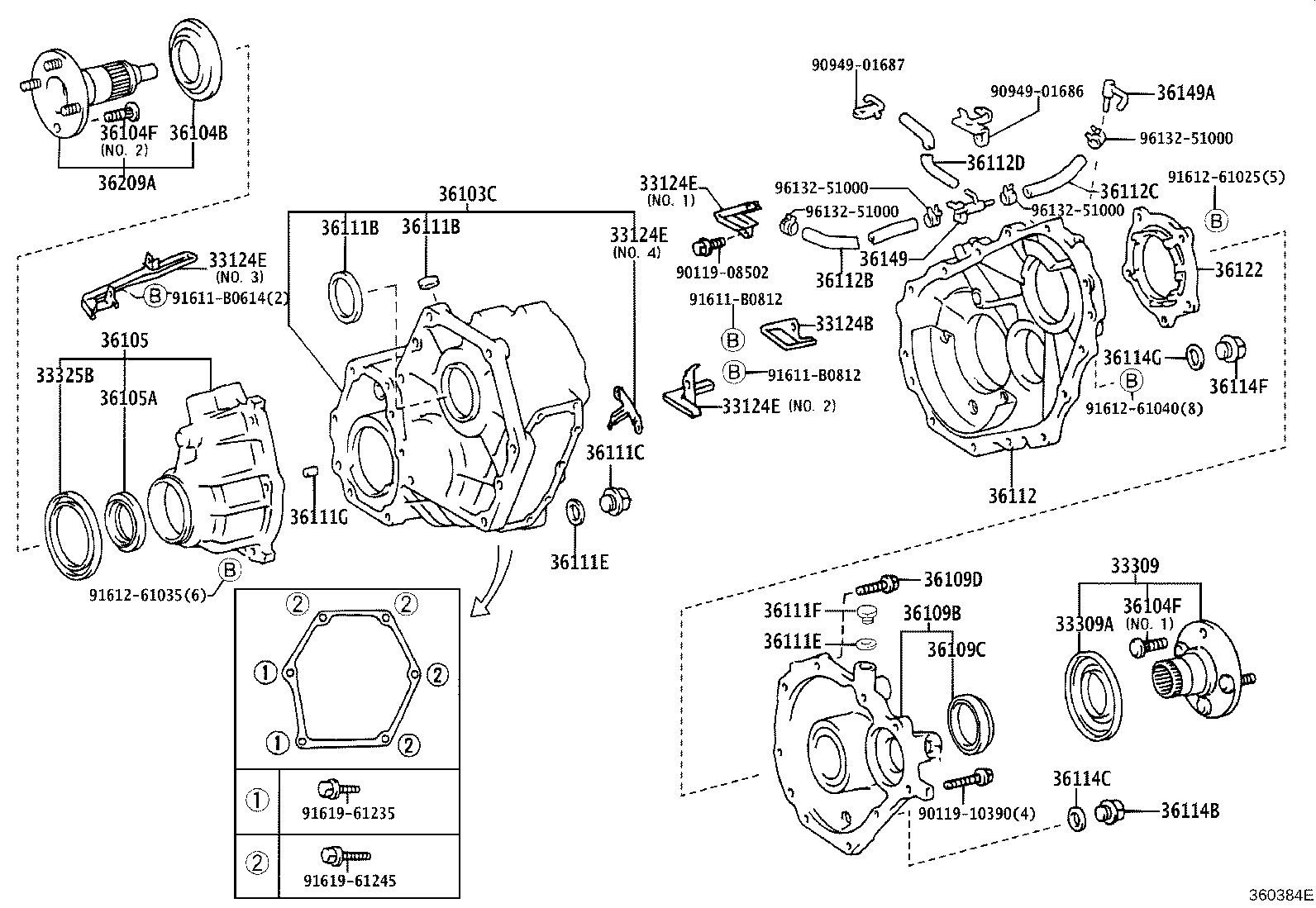 36109-60041 HOUSING SUB-ASSY, TRANSFER EXTENSION, REAR product image