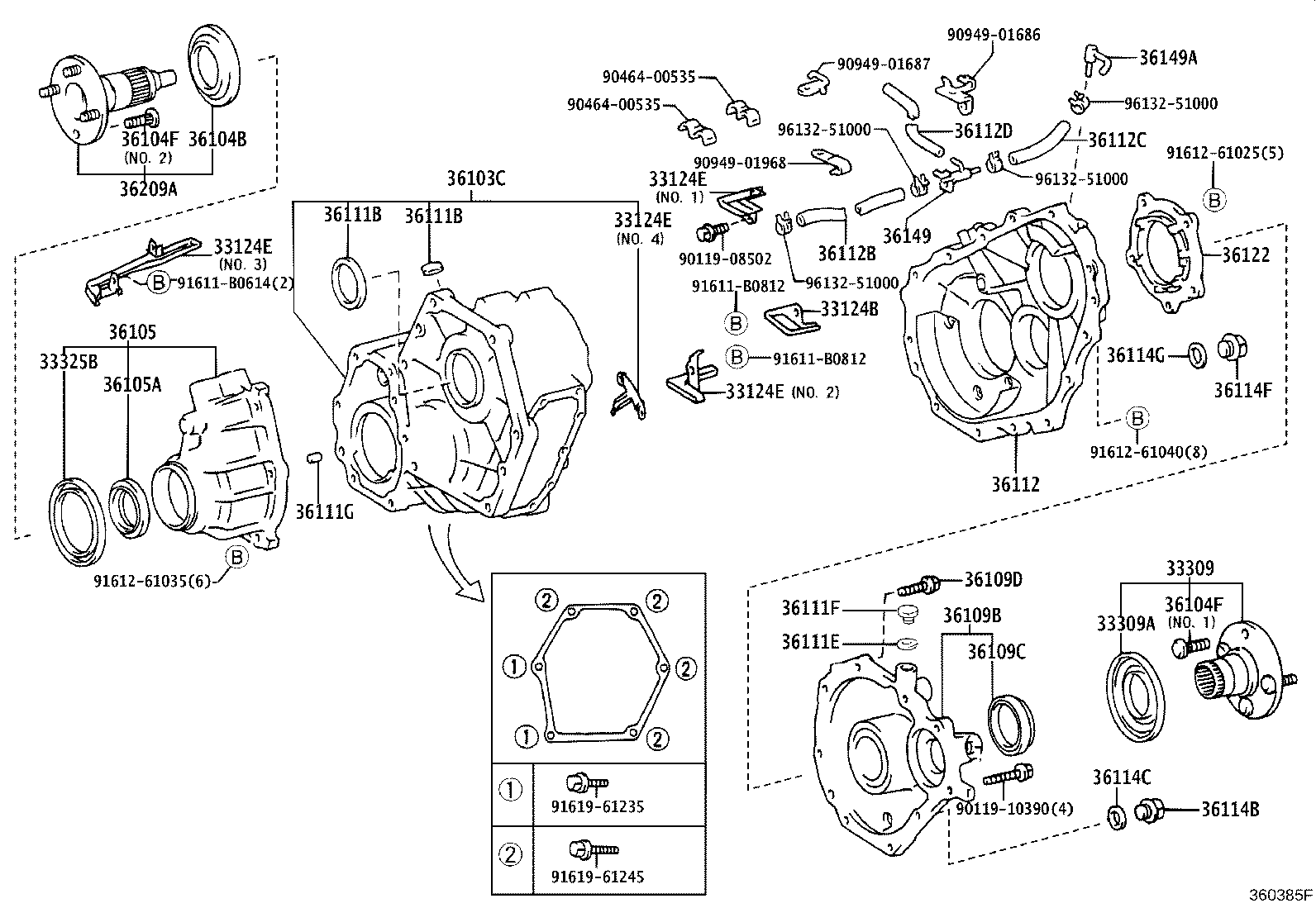 36109-60041 HOUSING SUB-ASSY, TRANSFER EXTENSION, REAR product image