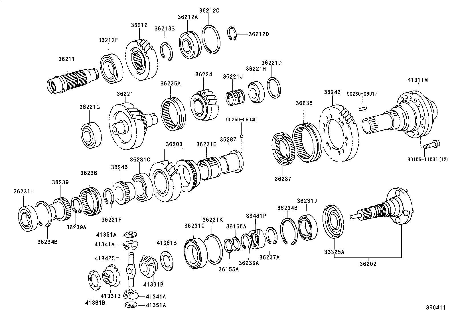 36202-60011 SHAFT SUB-ASSY, TRANSFER OUTPUT, REAR product image