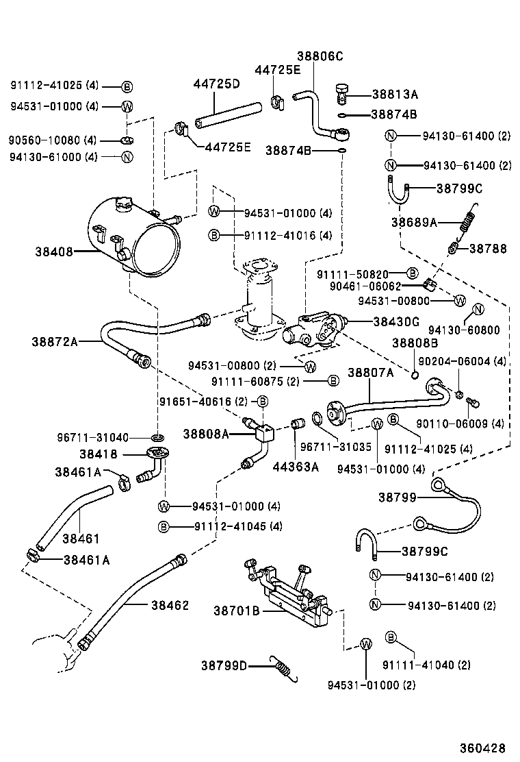 38462-93107 HOSE, POWER OIL PUMP DELIVERY product image
