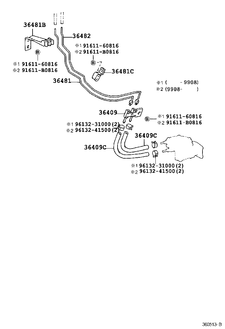 95446-09460 HOSE, VACUUM, NO.1 (FOR FRONT DRIVE SHIFT) product image
