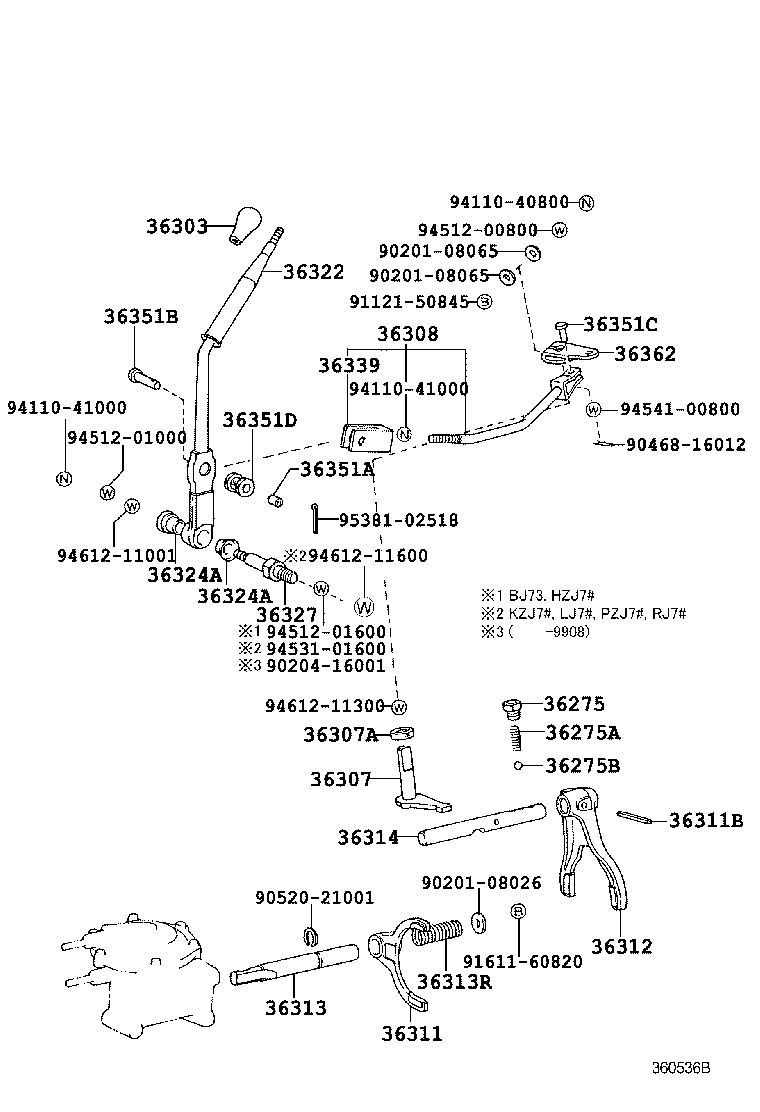 36362-60080 LEVER, TRANSFER HIGH AND LOW SHIFT OUTER product image