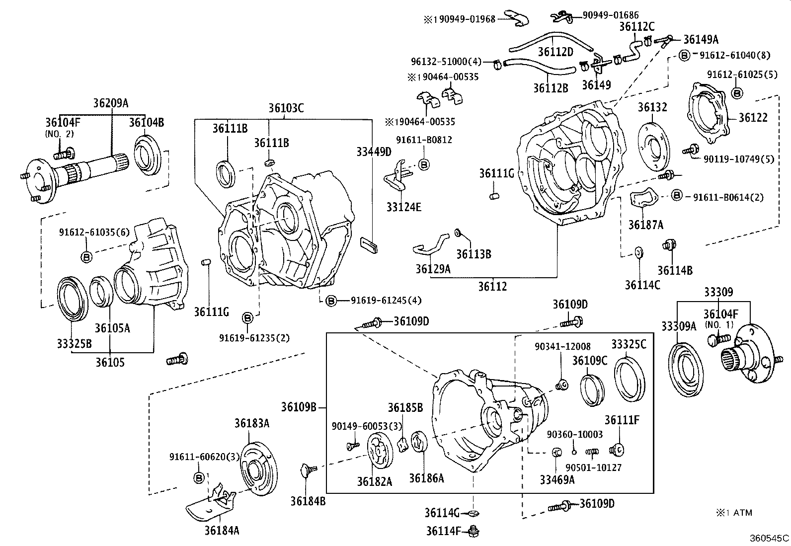 36109-60041 HOUSING SUB-ASSY, TRANSFER EXTENSION, REAR product image