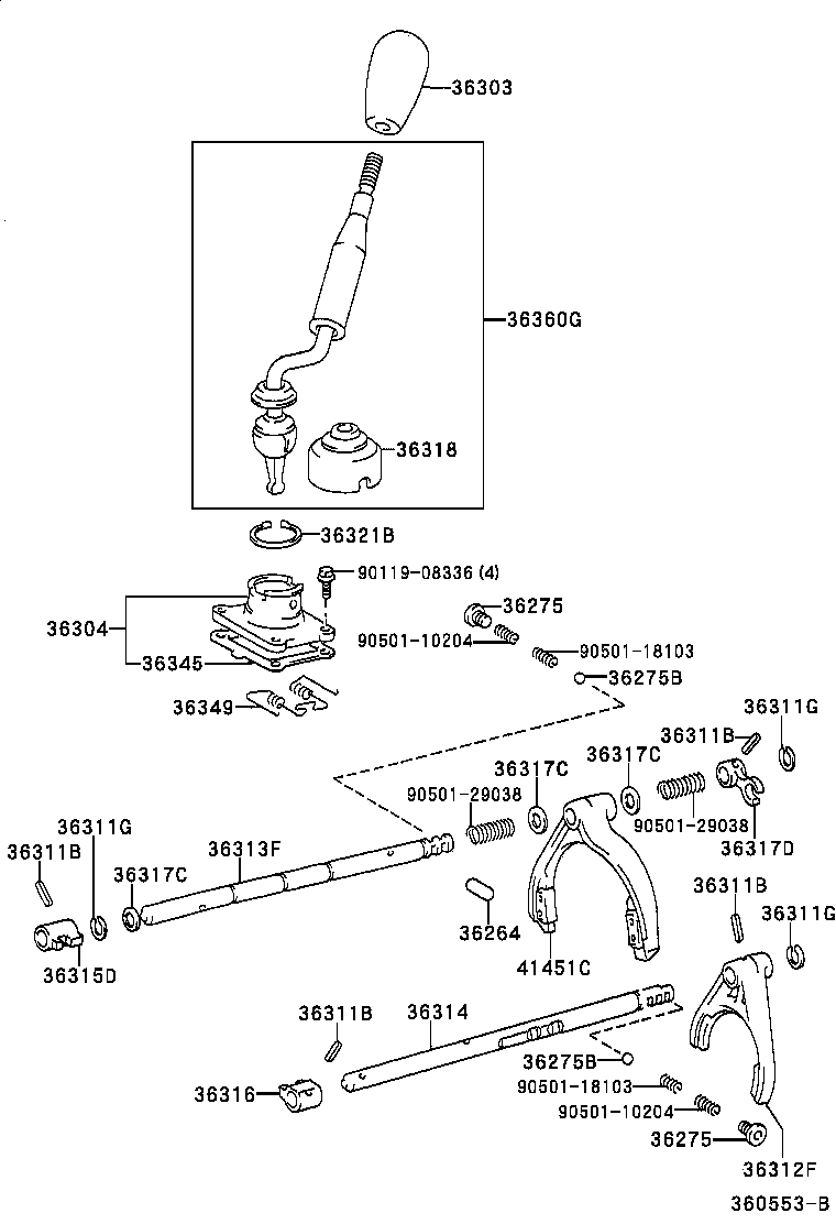 36305-38010 HEAD, TRANSFER GEAR SHIFT, NO.1 product image