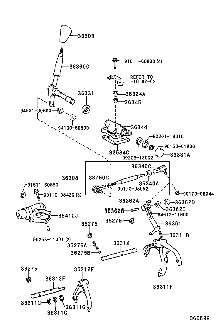 36360-60600 LEVER ASSY, TRANSFER HIGH & LOW SHIFT product image