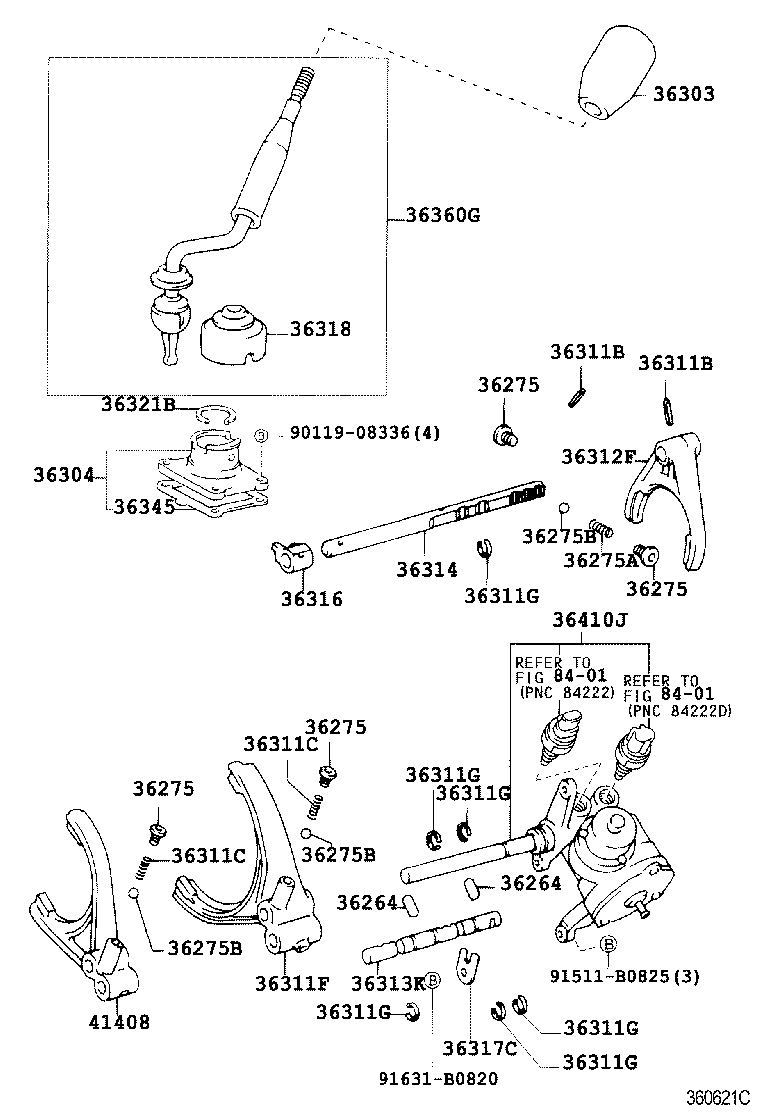 Toyota 36303-34030 KNOB SUB-ASSY, SHIFT LEVER