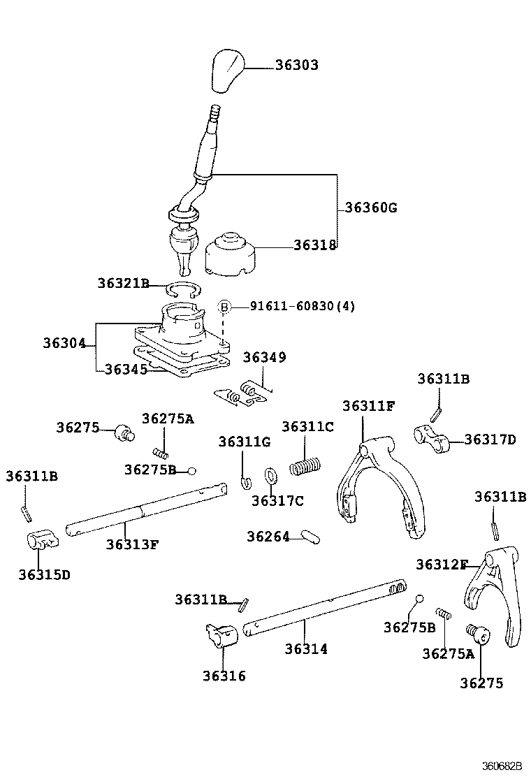 36360-35071 LEVER ASSY, TRANSFER HIGH & LOW SHIFT product image