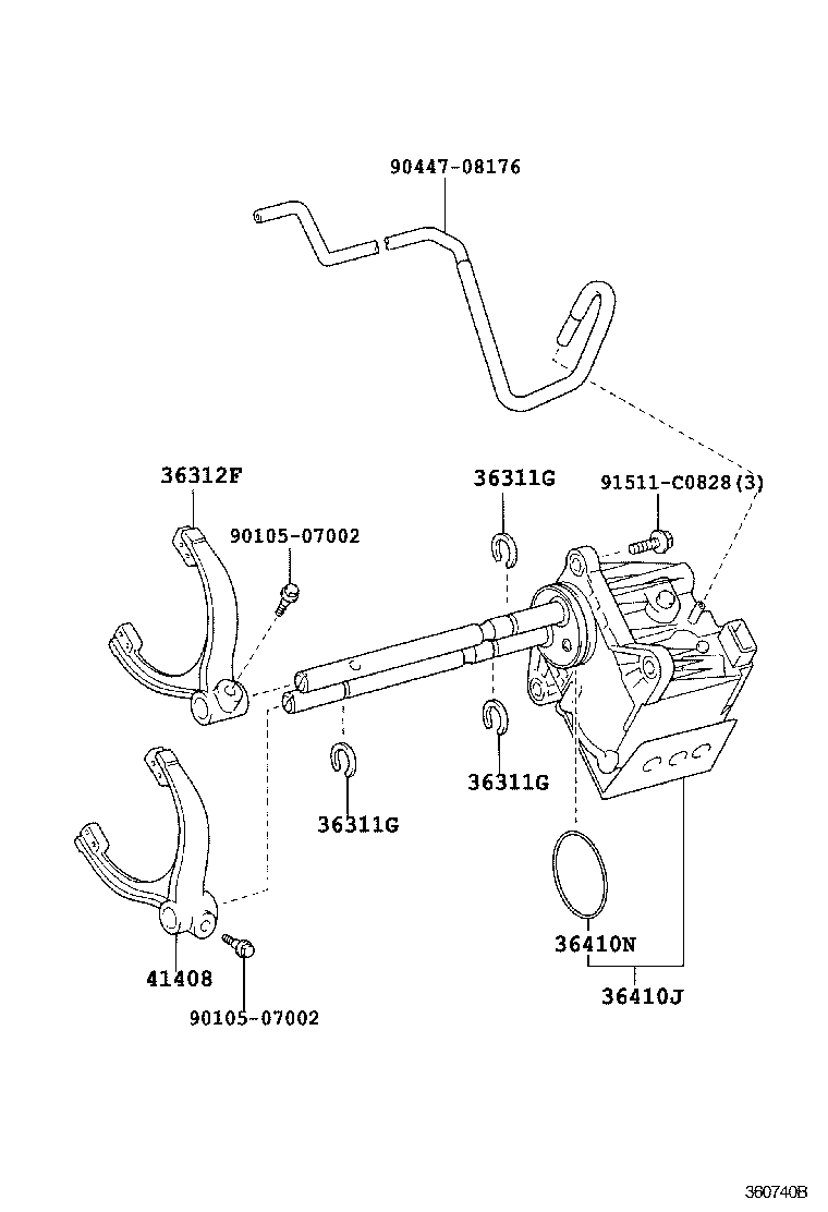 Toyota 36301-35010 FORK, TRANSFER GEAR SHIFT, NO.1