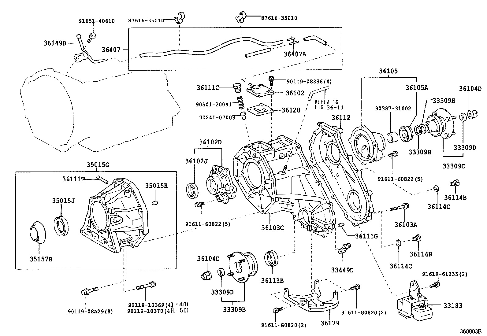 36407-60050 HOSE SUB-ASSY, TRANSFER BREATHER product image