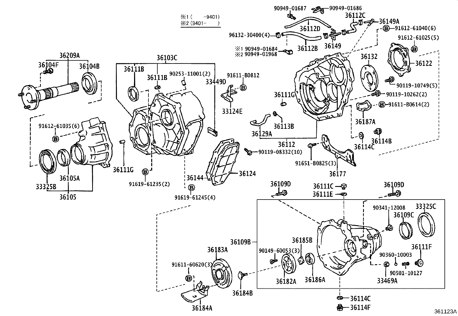 36109-60040 HOUSING SUB-ASSY, TRANSFER EXTENSION, REAR product image
