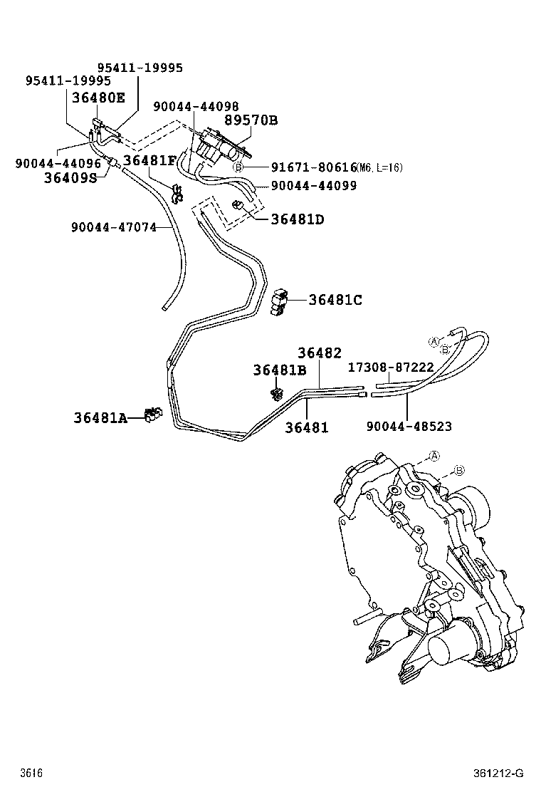 Toyota 36481-B4010 TUBE, FRONT DRIVE VACUUM, NO.1