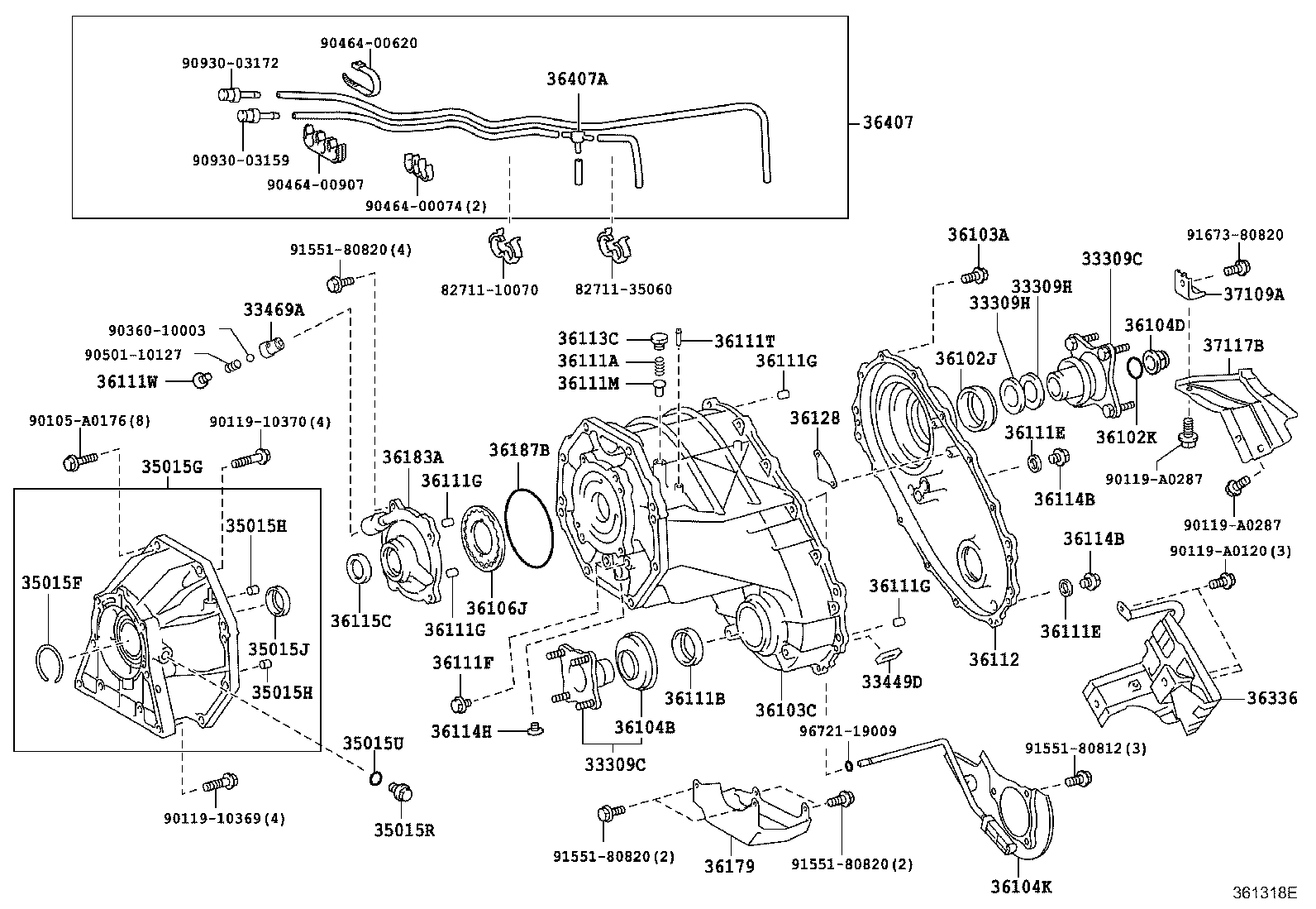 Toyota 36407-0C110 HOSE SUB-ASSY, TRANSFER BREATHER
