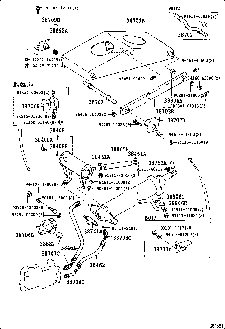 38462-93102 HOSE, POWER OIL PUMP DELIVERY product image