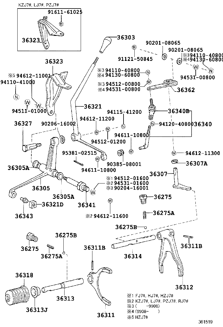 36367-60030 SHAFT, TRANSFER SHIFT INNER LEVER product image