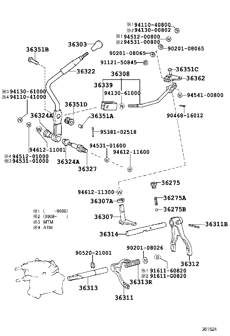 36362-60080 LEVER, TRANSFER HIGH AND LOW SHIFT OUTER product image