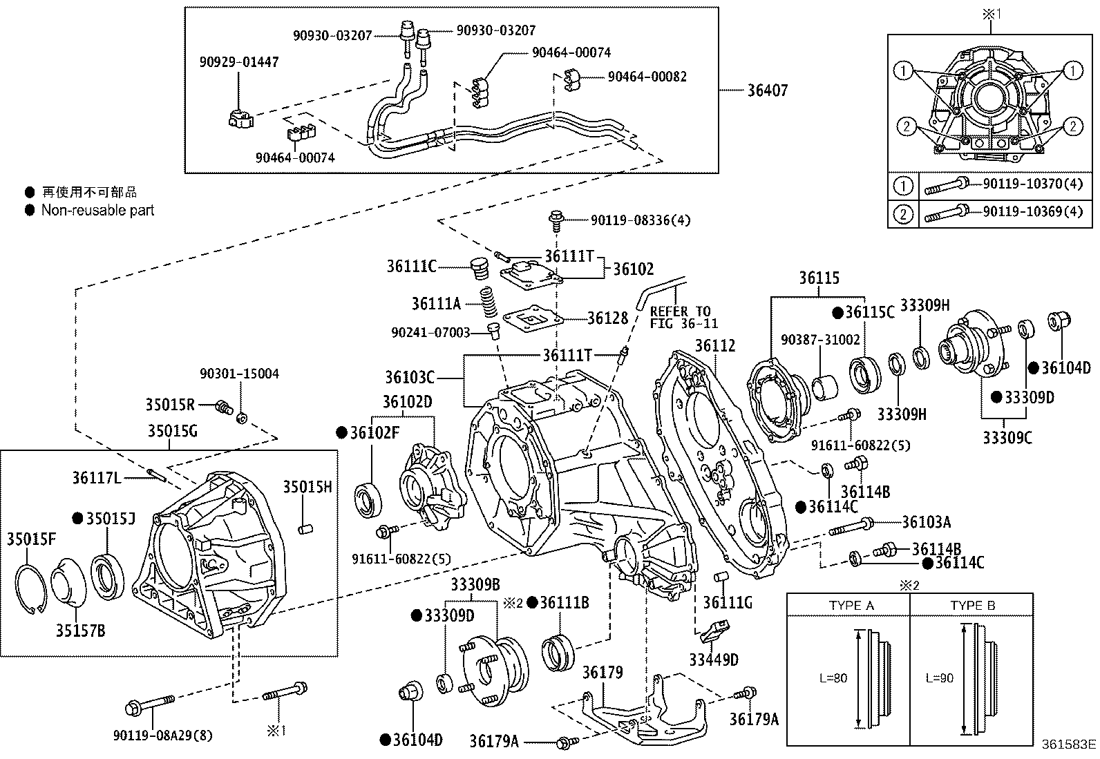 Toyota 36407-35030 HOSE SUB-ASSY, TRANSFER BREATHER