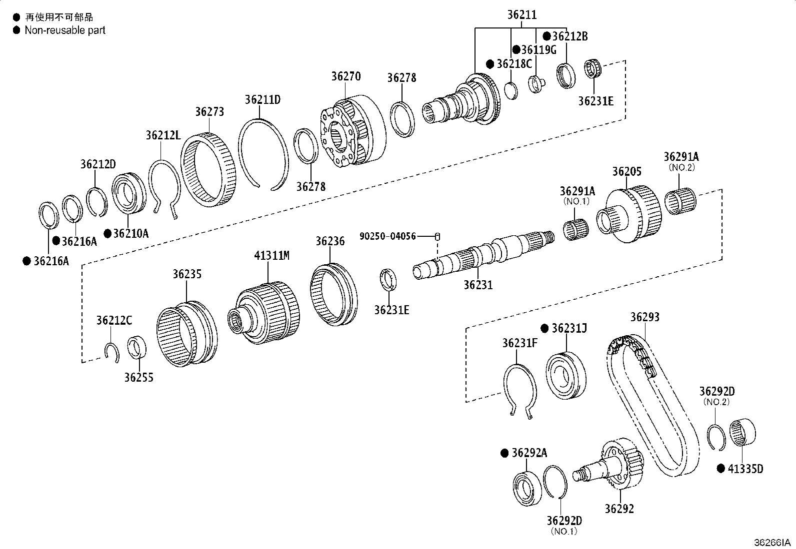 Toyota 36293-60010 CHAIN, TRANSFER FRONT DRIVE