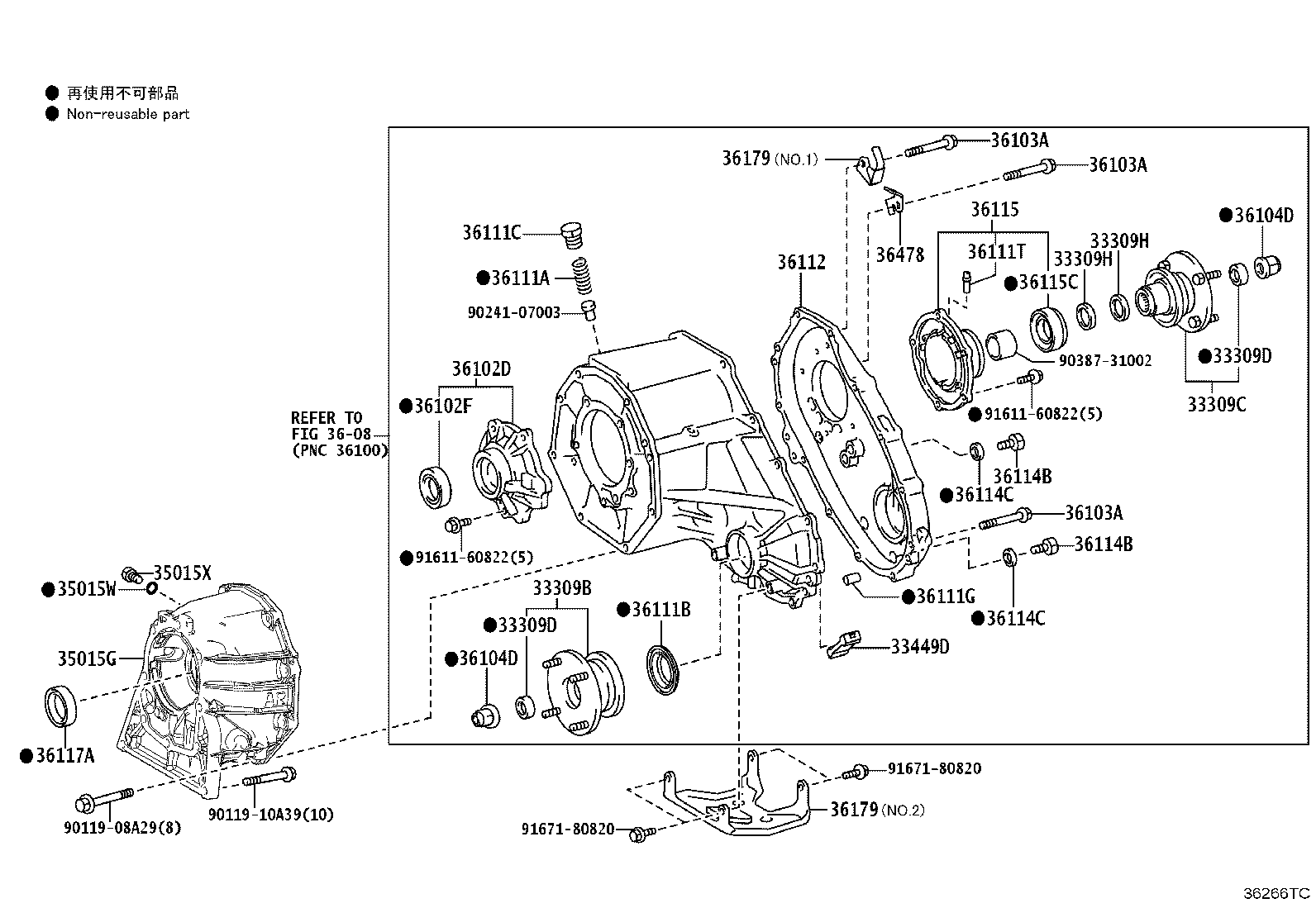 Toyota 36407-60441 HOSE SUB-ASSY, TRANSFER BREATHER