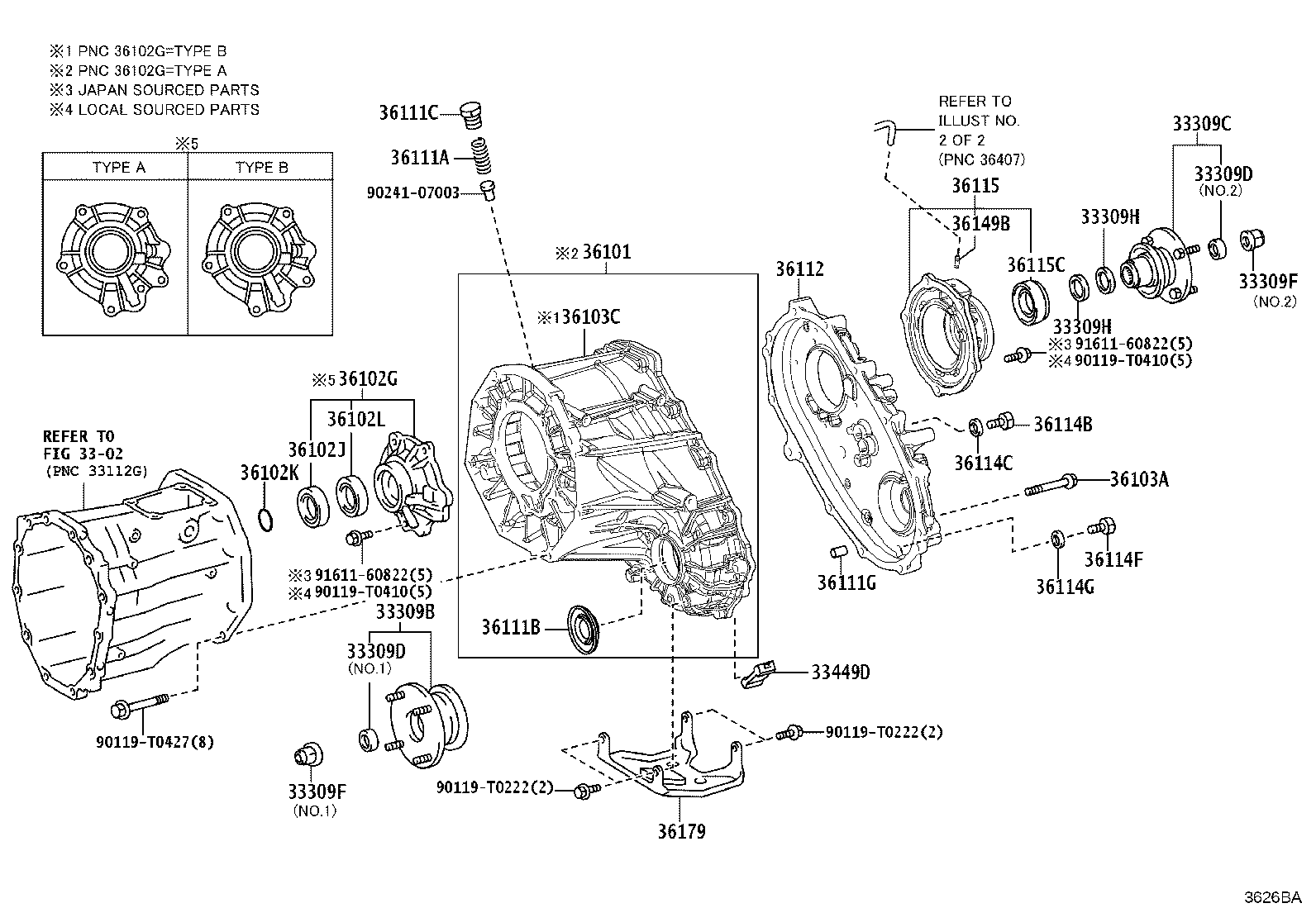 36112-35110 CASE, TRANSFER, REAR product image