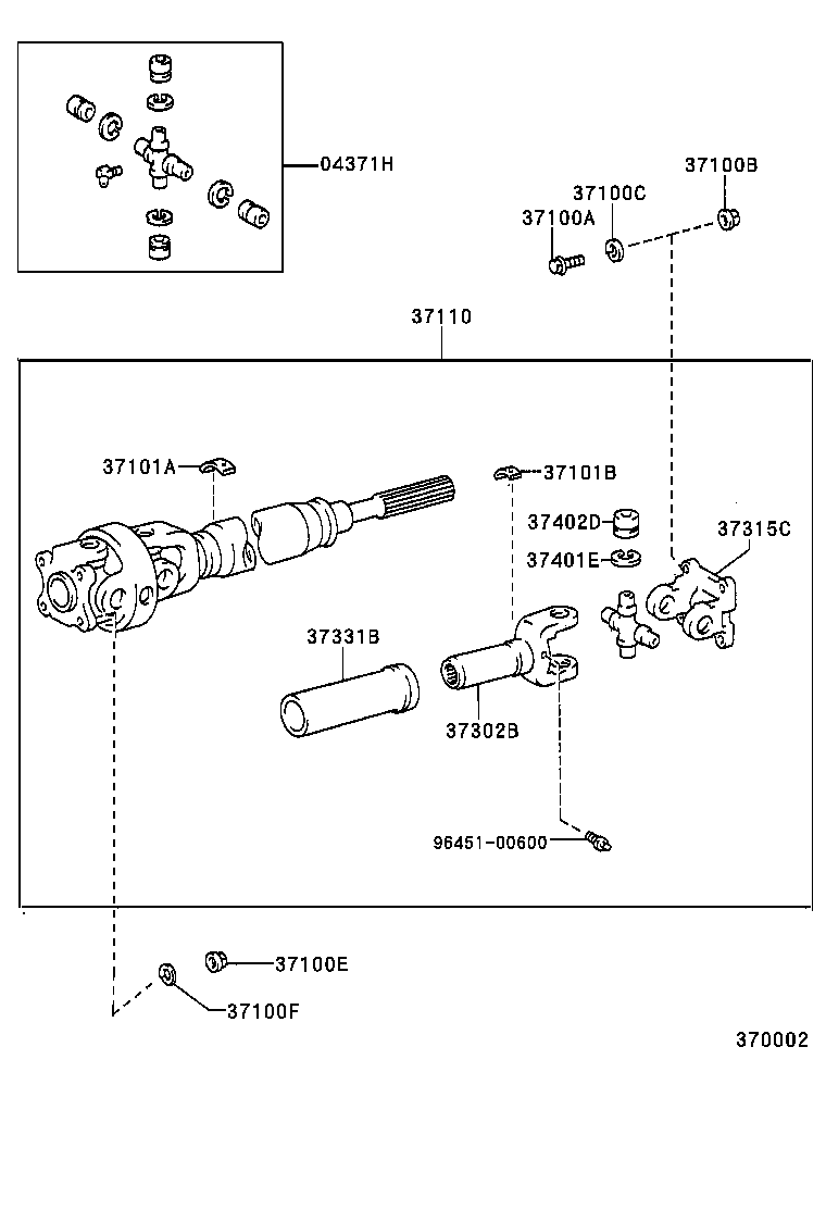 37140-35140 SHAFT ASSY, PROPELLER, FRONT product image