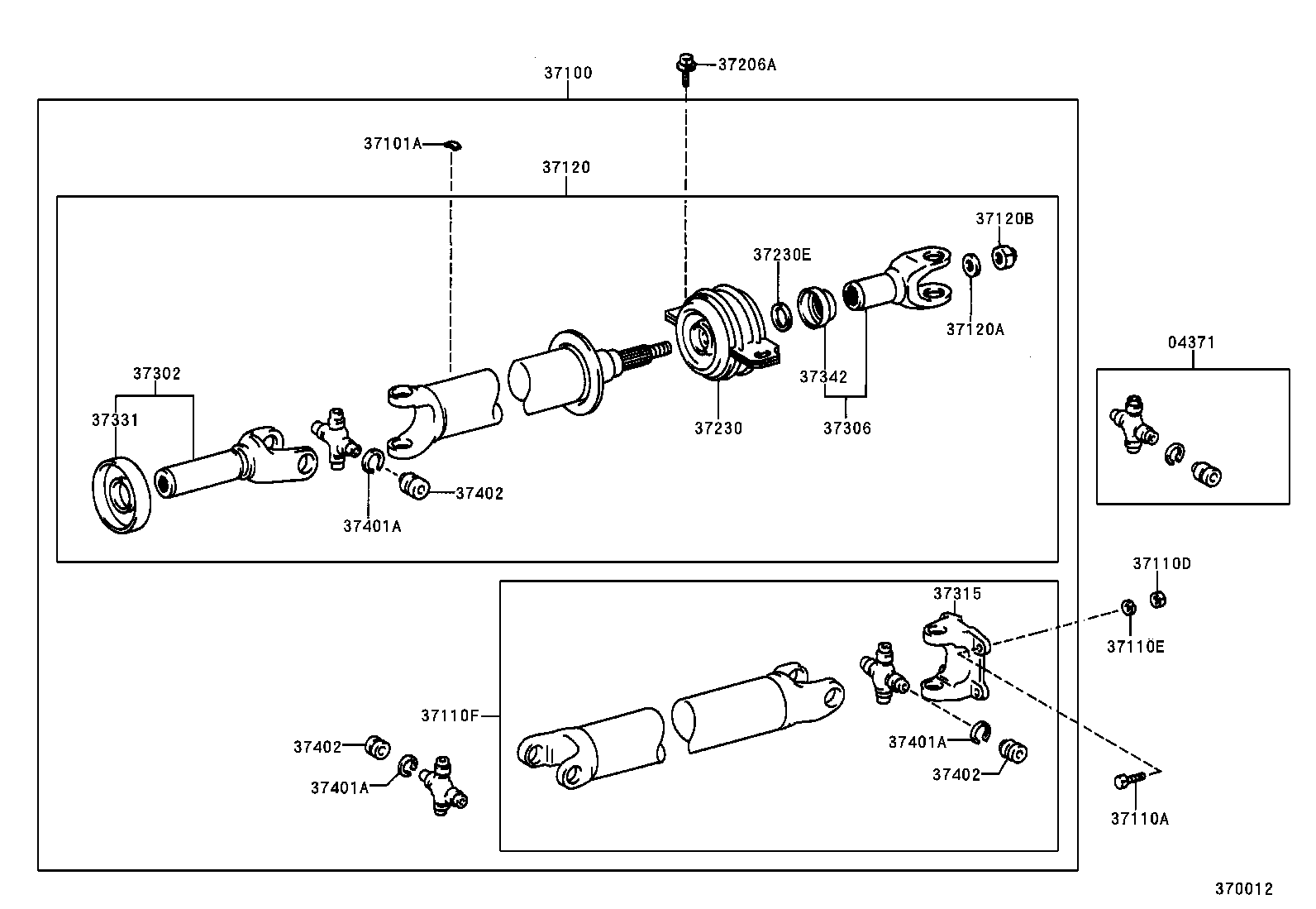 37120-0B040 SHAFT ASSY, PROPELLER INTERMEDIATE product image