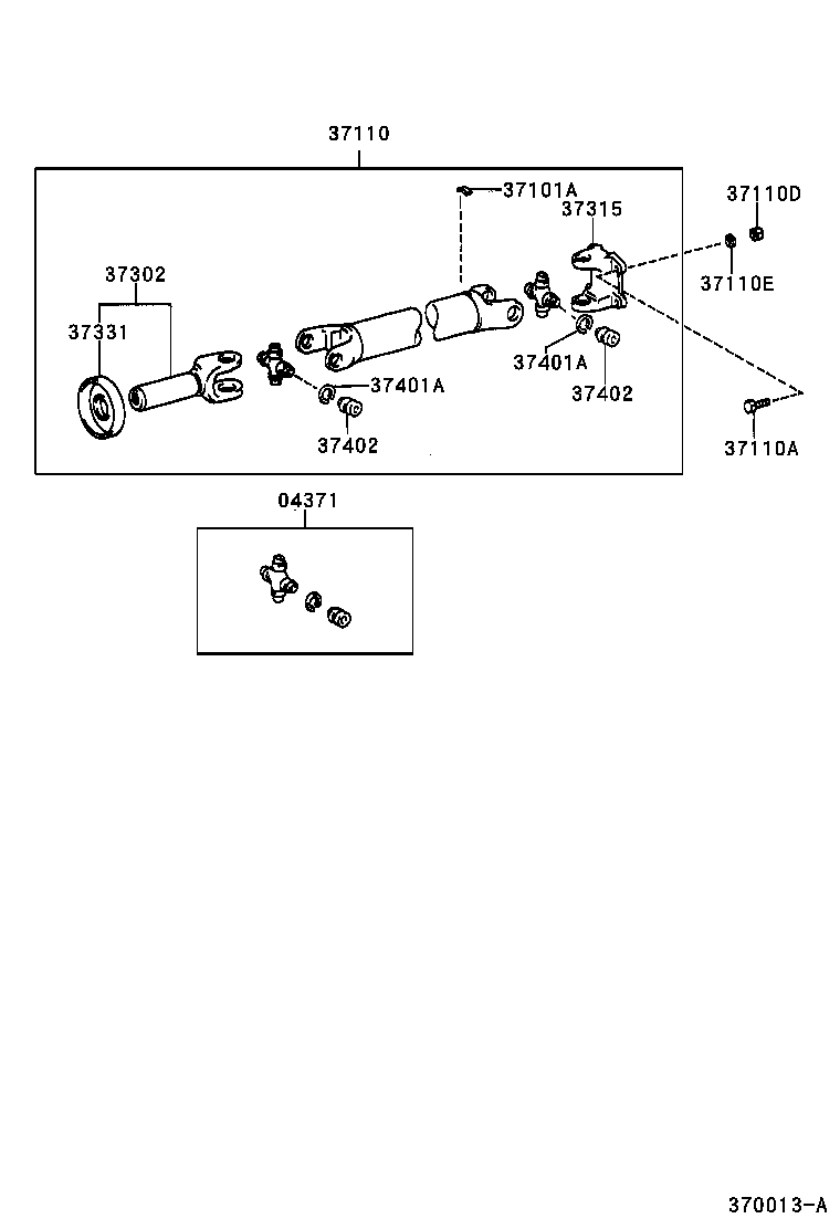 37120-0B040 SHAFT ASSY, PROPELLER INTERMEDIATE product image