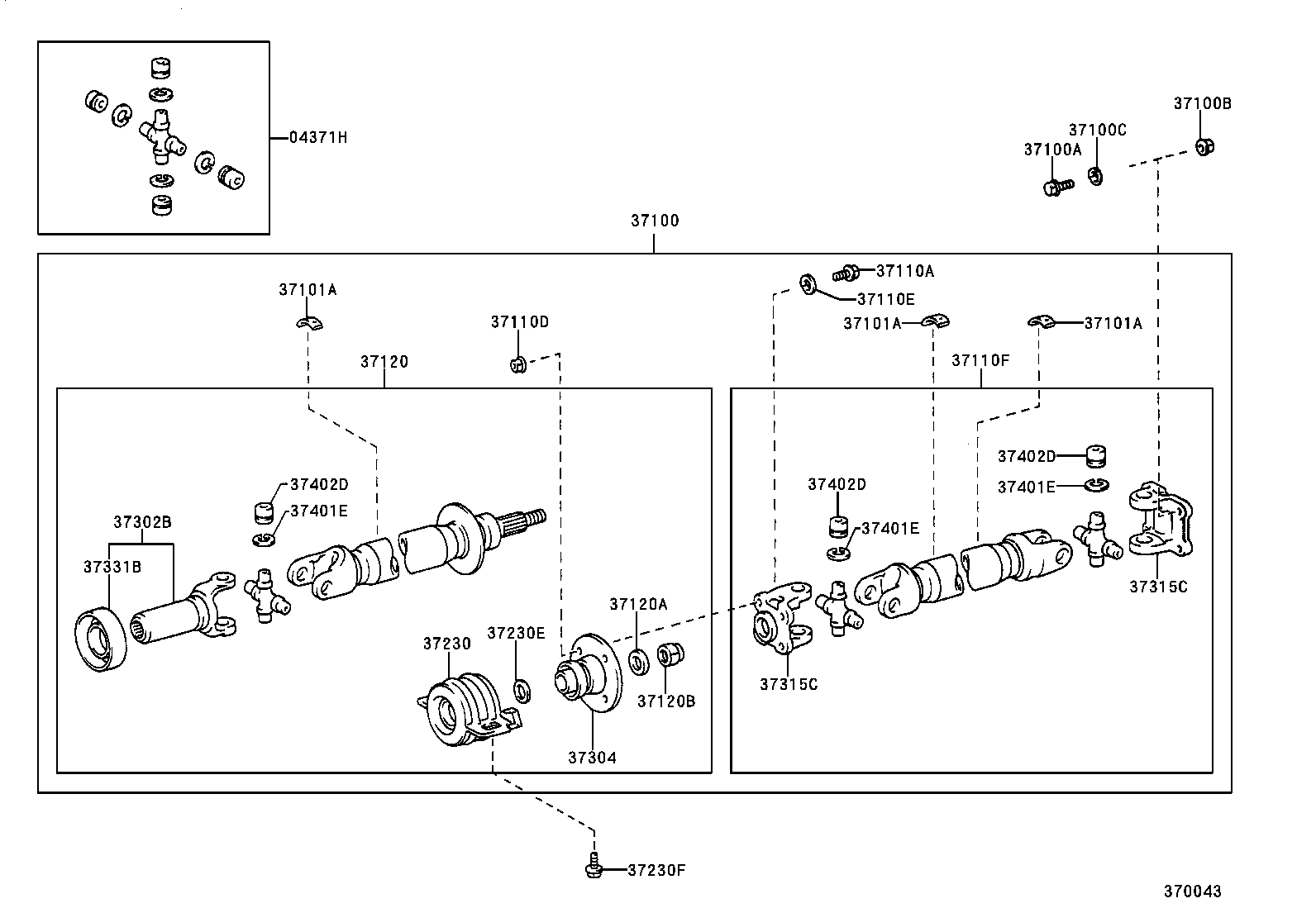37100-35800 SHAFT ASSY, PROPELLER W/CENTER BEARING product image