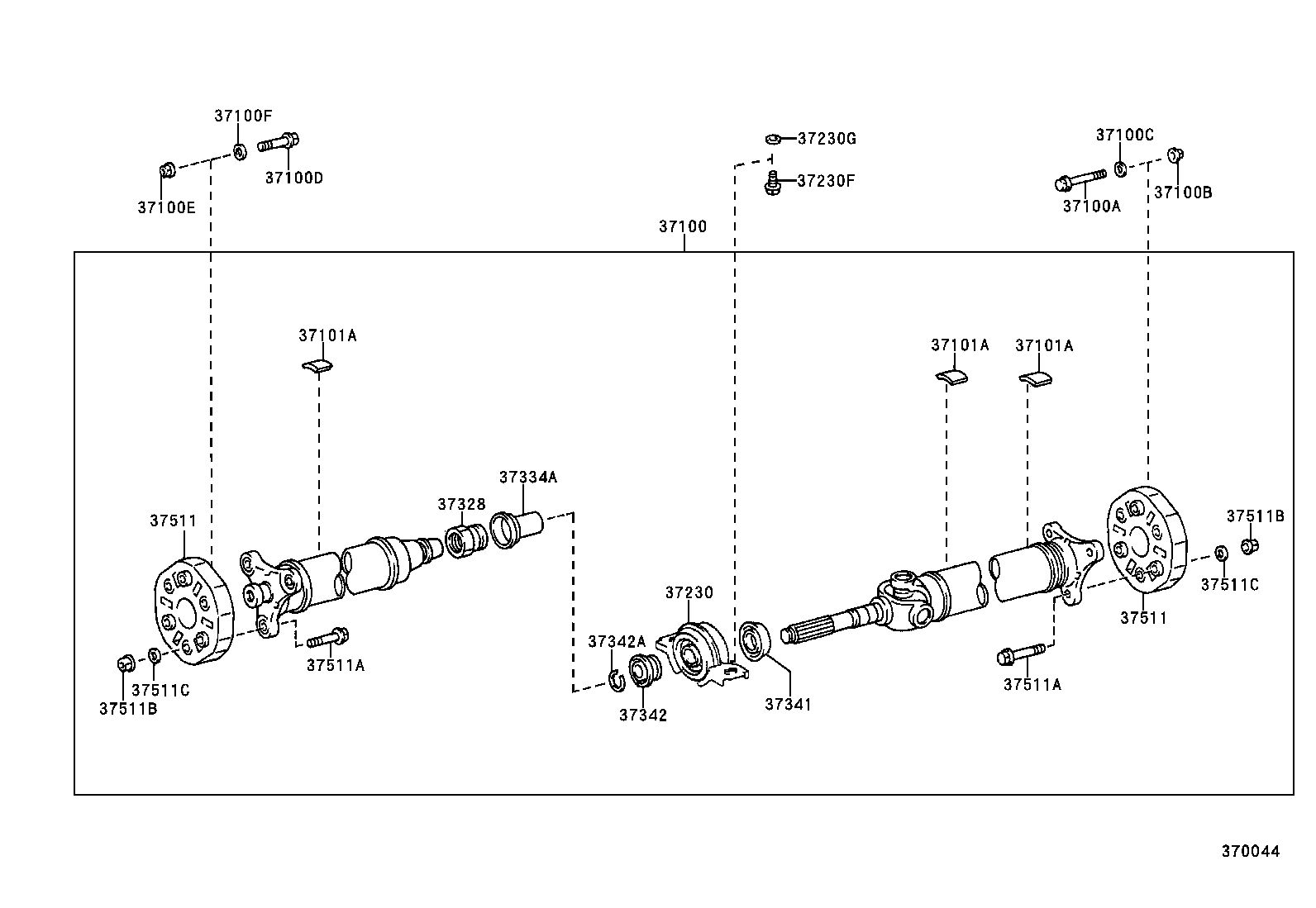 37100-30680 SHAFT ASSY, PROPELLER W/CENTER BEARING product image