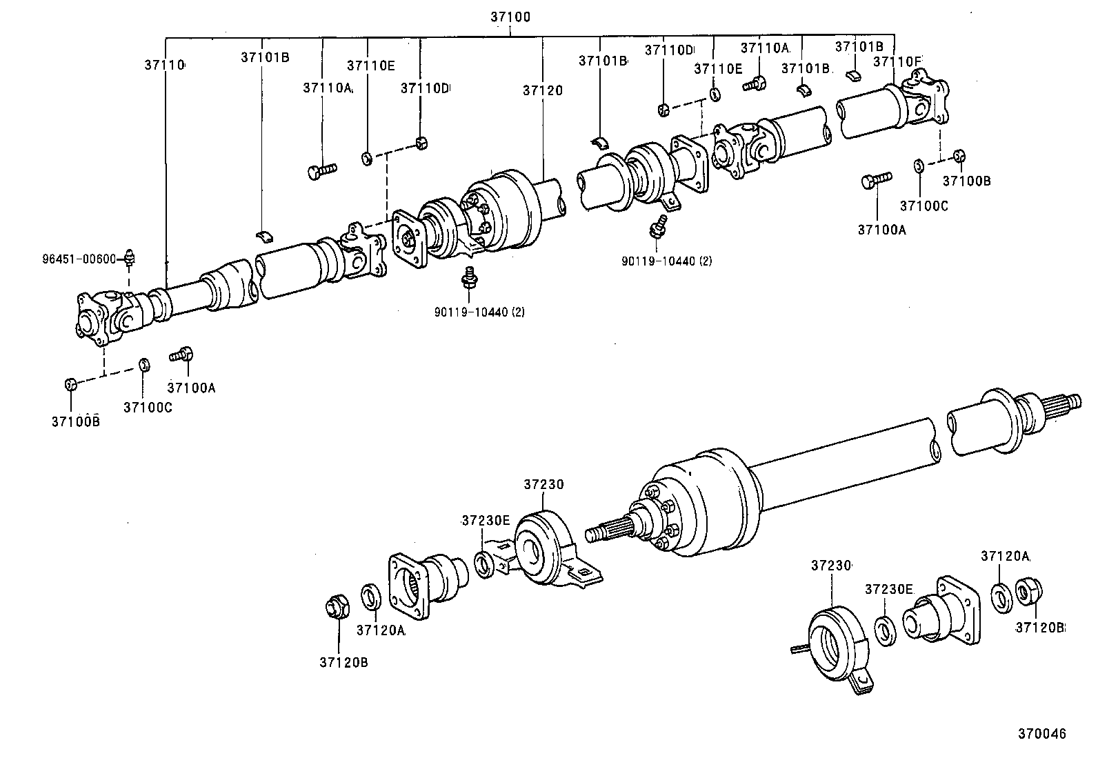 37100-46010 SHAFT ASSY, PROPELLER W/CENTER BEARING product image