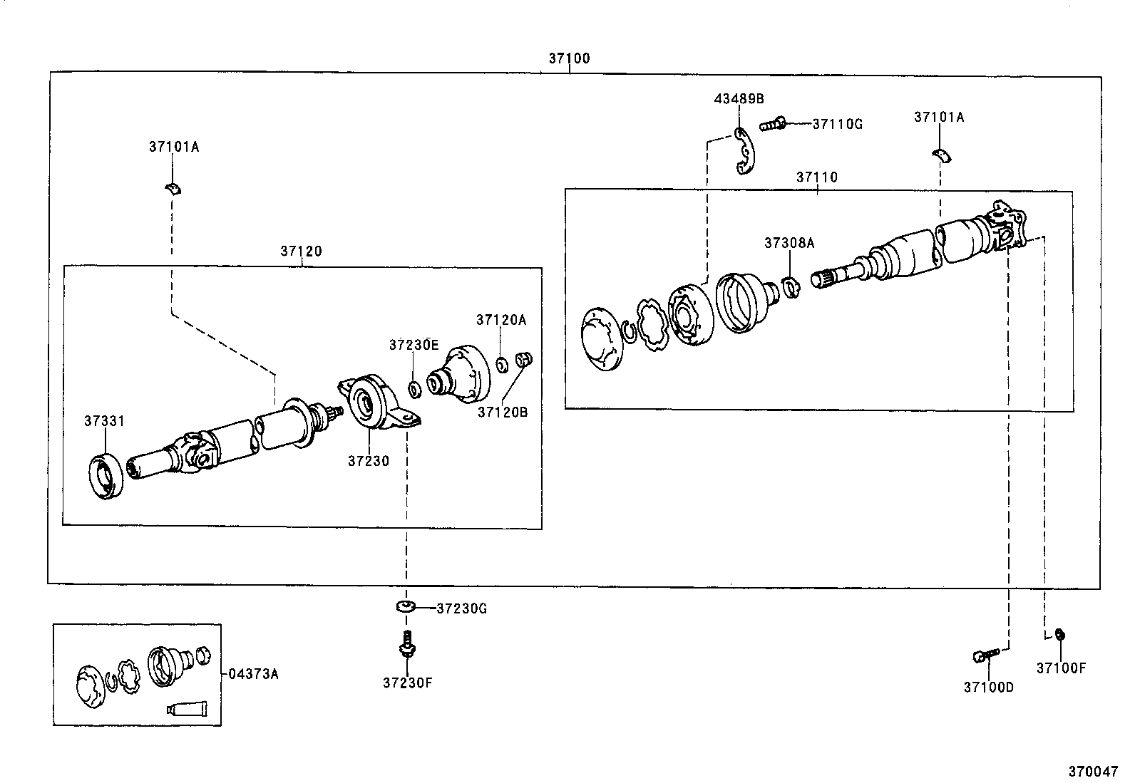 37100-21080 SHAFT ASSY, PROPELLER W/CENTER BEARING product image